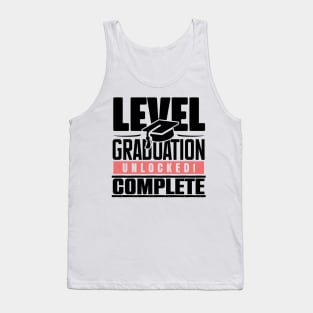 Cap of Triumph: Level Complete, Graduation Unlocked in Monochrome and Red Tank Top